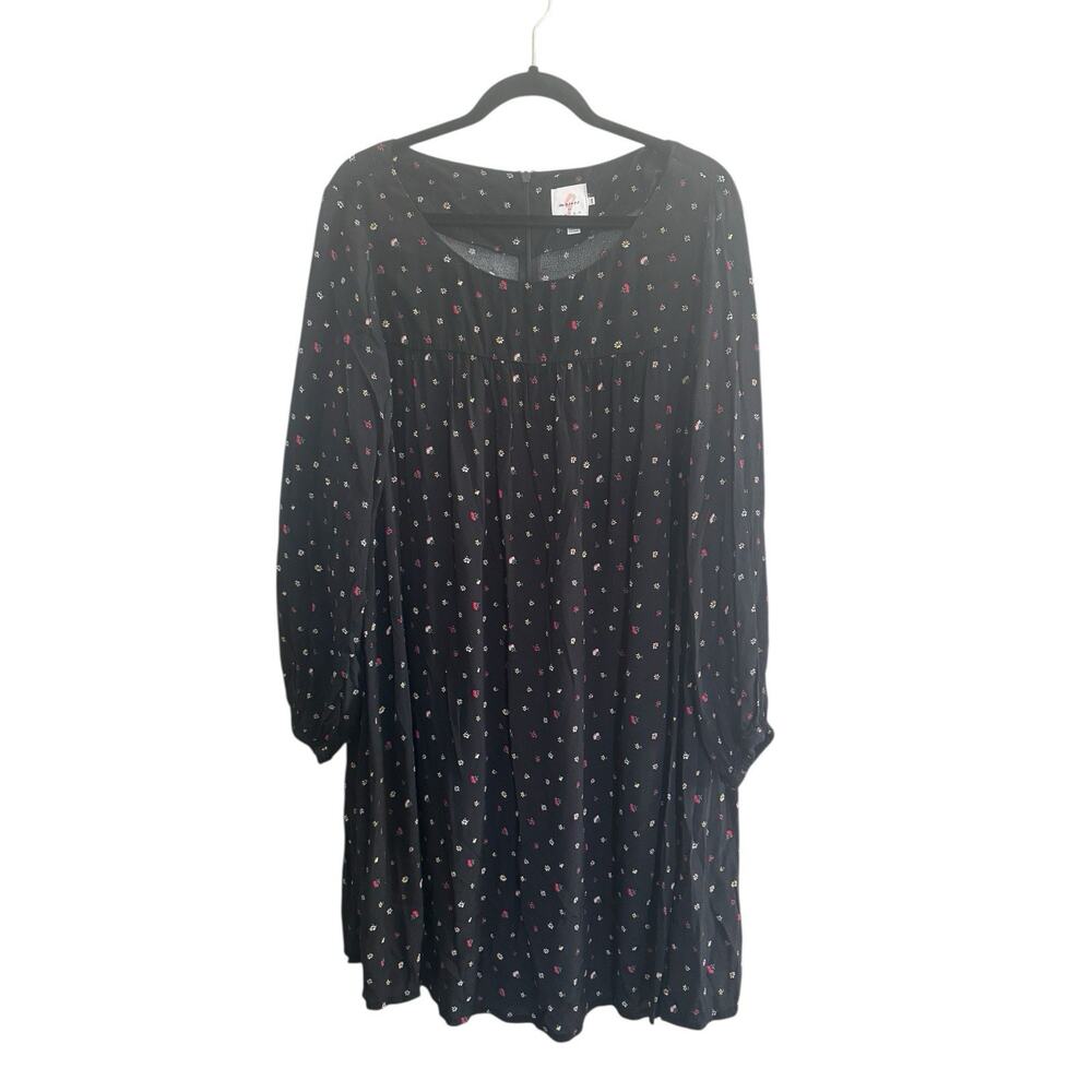 The Nines by HATCH Black Midi Dress with Pink and White Dot Print